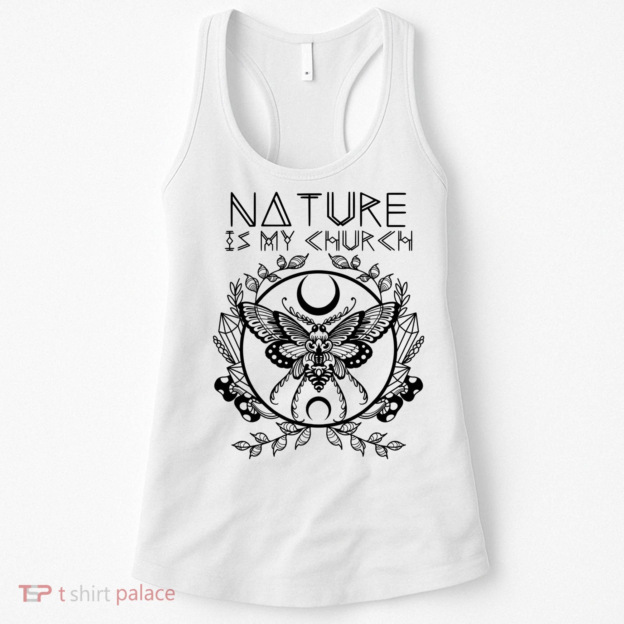 Nature Is My Church Moon Moth Witchcraft Wiccan Witch Women's Tank Top