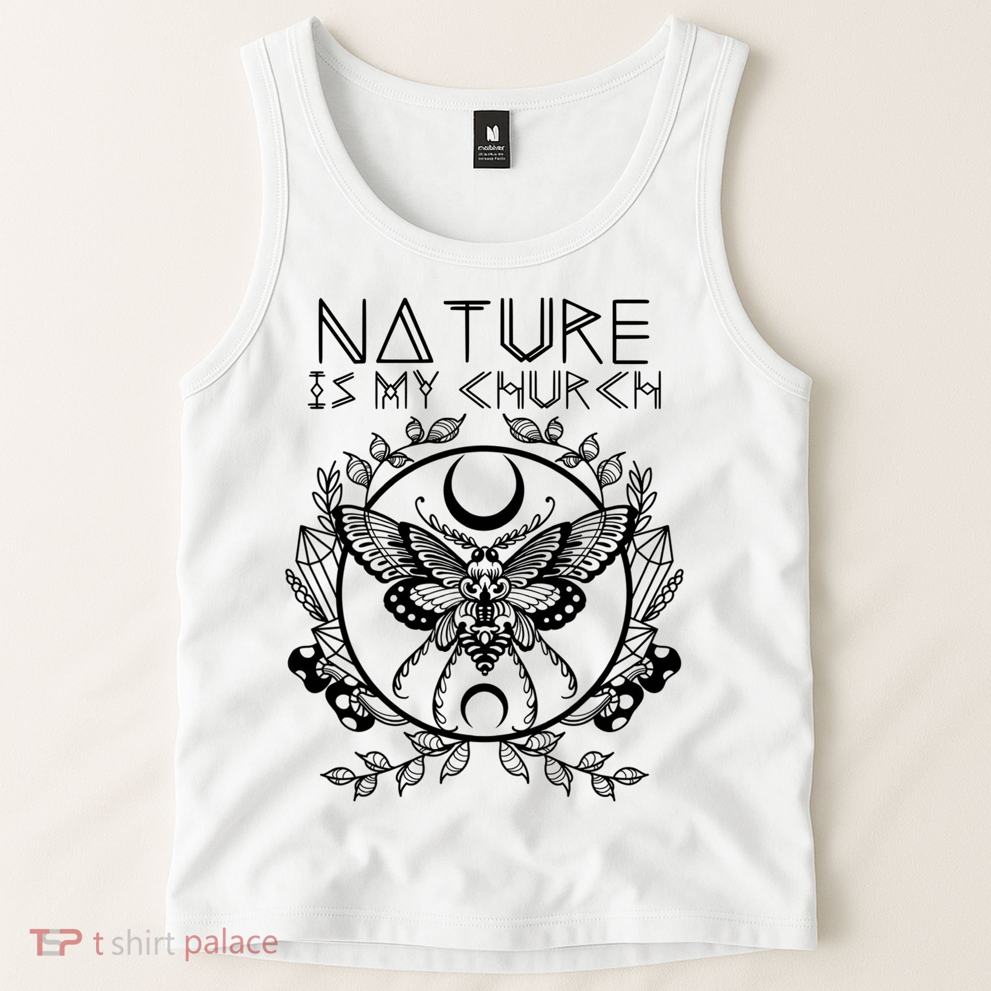 Nature Is My Church Moon Moth Witchcraft Wiccan Witch Tank Top