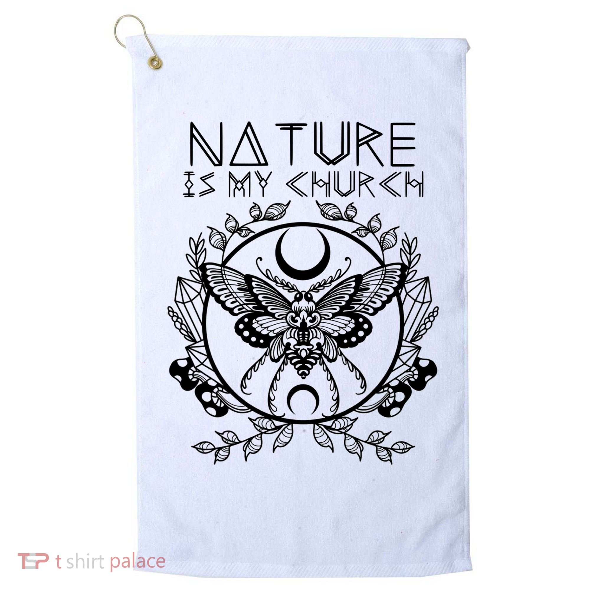 Nature Is My Church Moon Moth Witchcraft Wiccan Witch Golf Towel