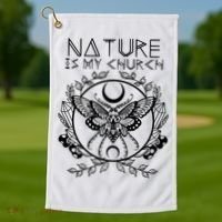 Nature Is My Church Moon Moth Witchcraft Wiccan Witch Golf Towel thumb 1