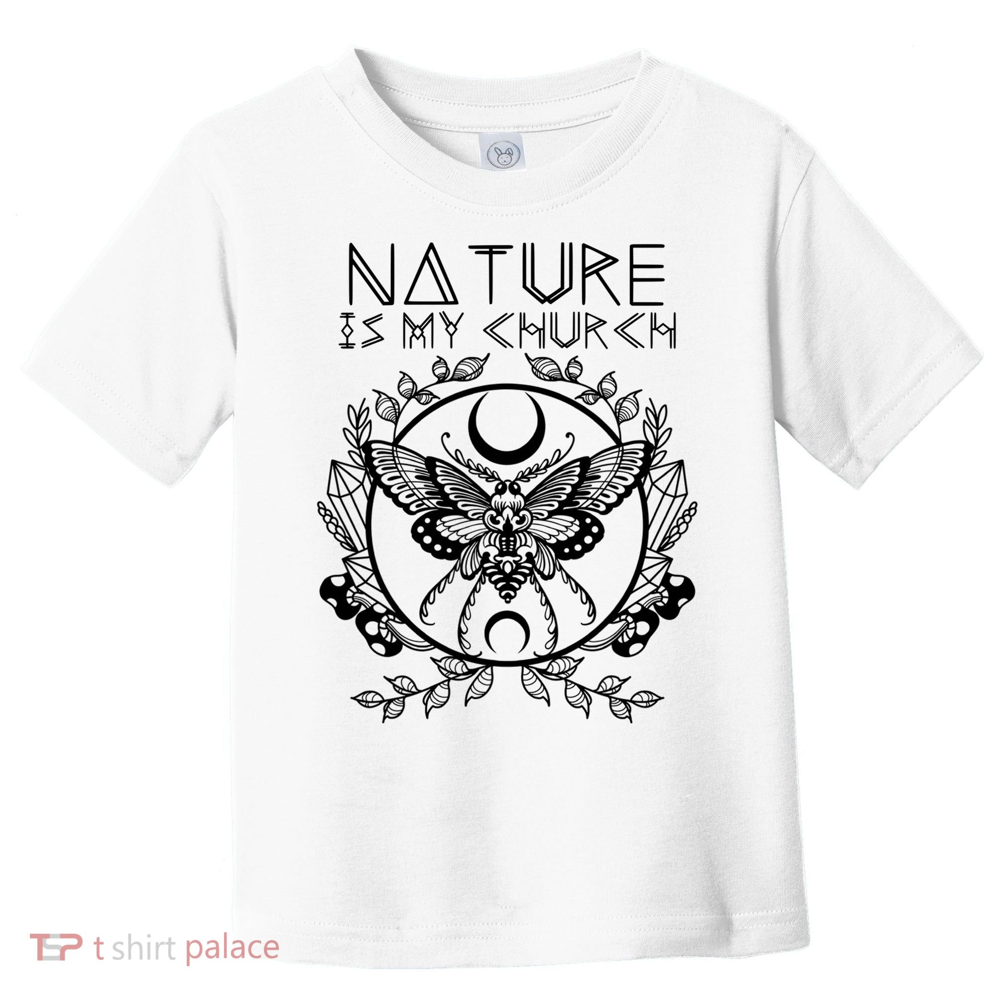 Nature Is My Church Moon Moth Witchcraft Wiccan Witch Toddler T-Shirt