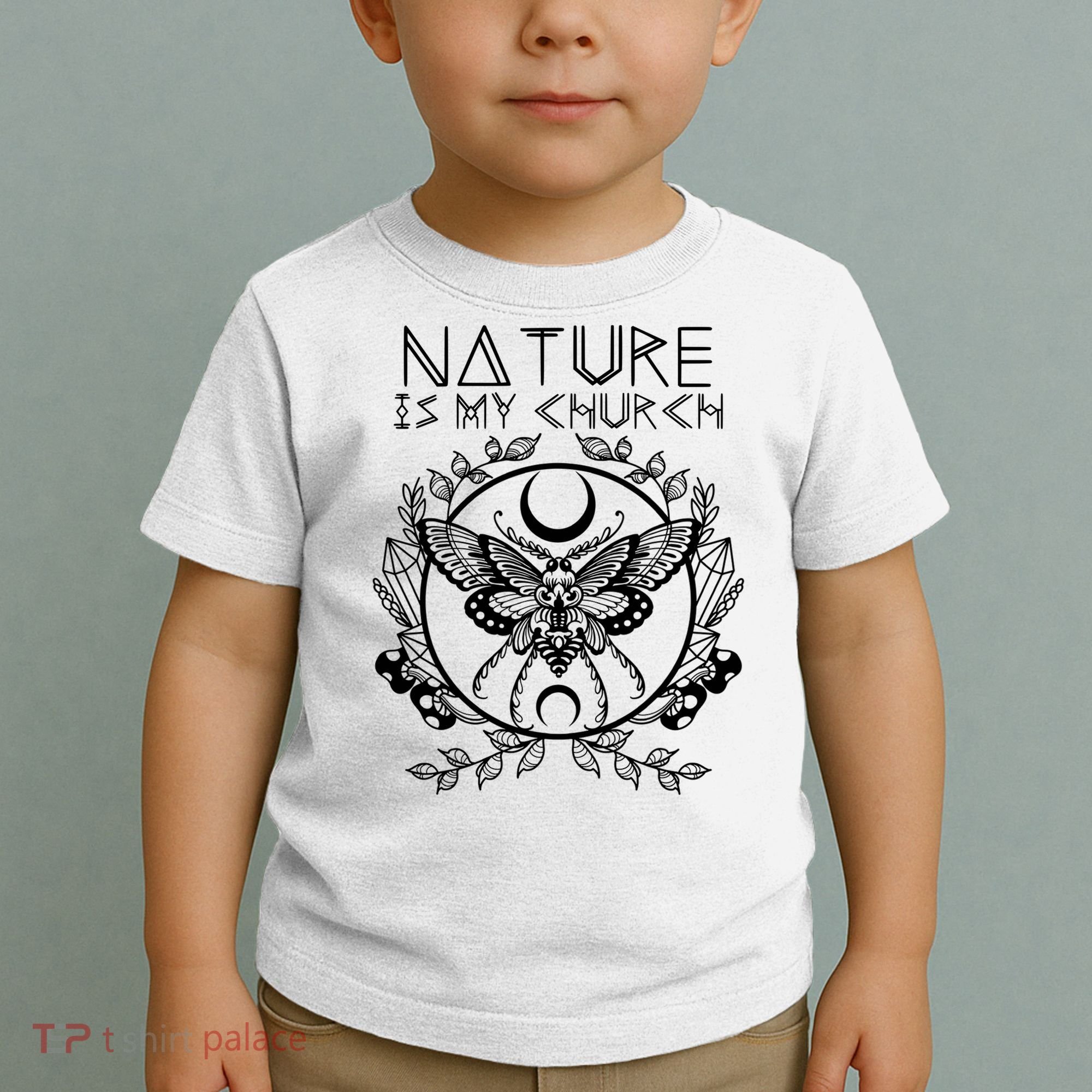 Nature Is My Church Moon Moth Witchcraft Wiccan Witch Toddler T-Shirt