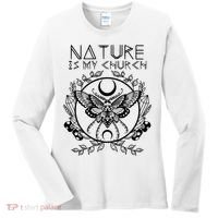 Nature Is My Church Moon Moth Witchcraft Wiccan Witch Women's Long Sleeve Shirt thumb 0