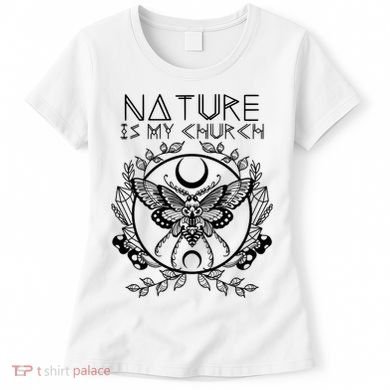 Nature Is My Church Moon Moth Witchcraft Wiccan Witch Women's T-Shirt