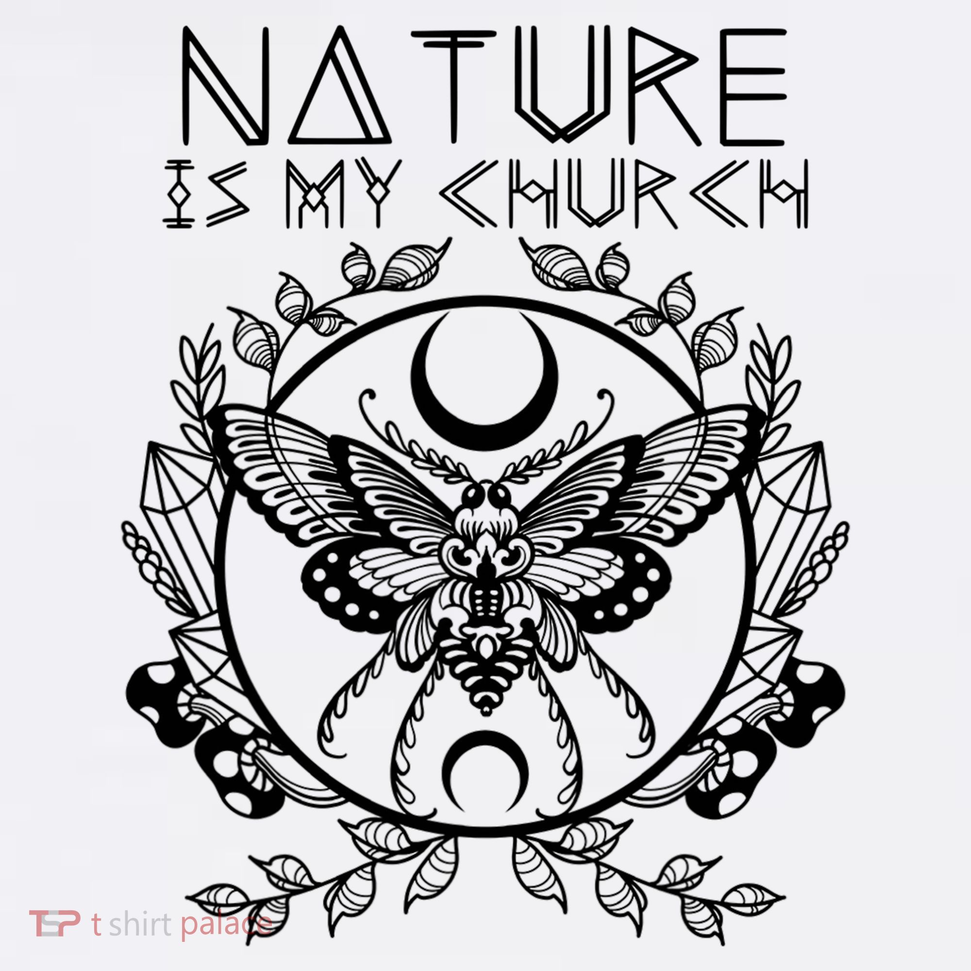 Nature Is My Church Moon Moth Witchcraft Wiccan Witch Kids Long Sleeve Shirt