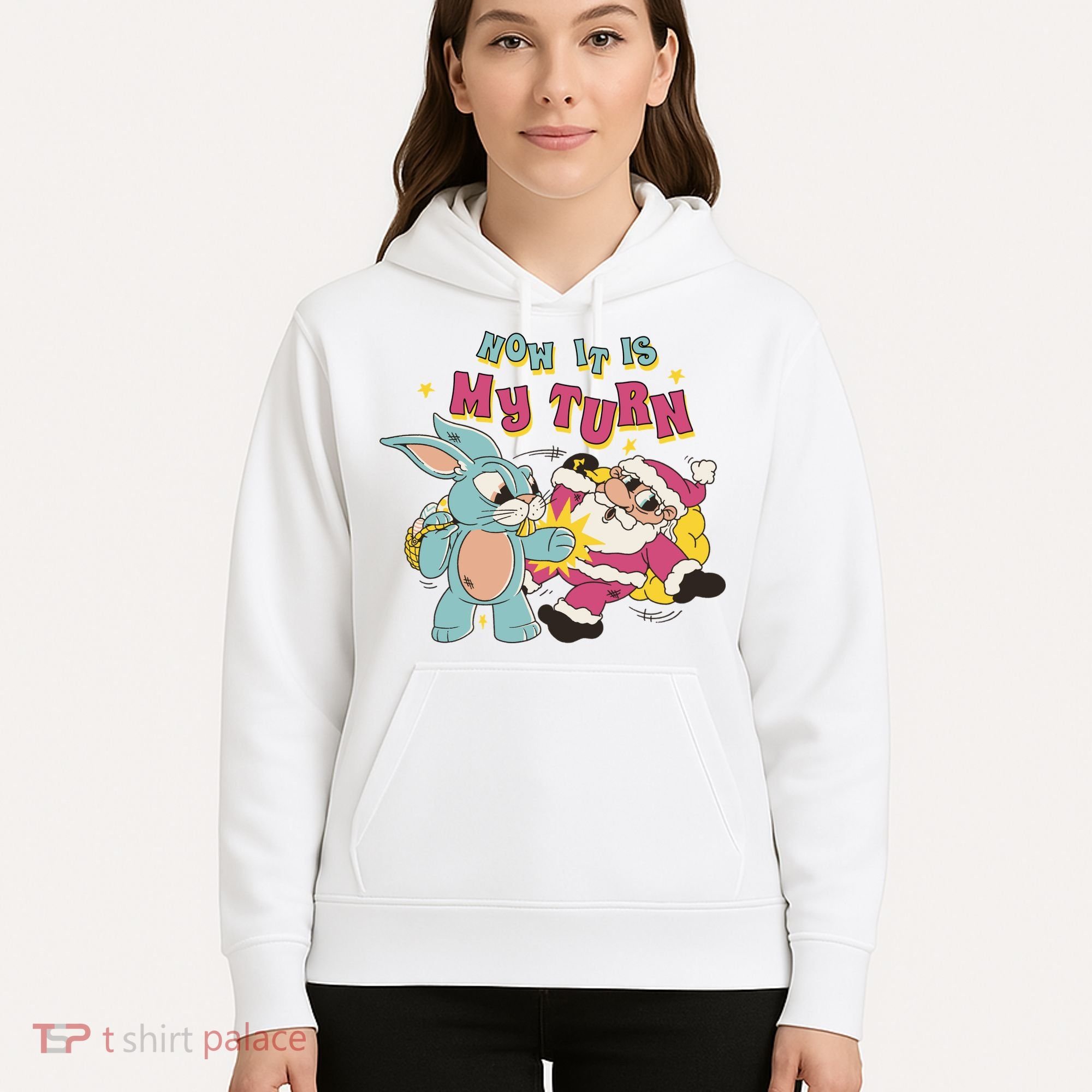 Now It's My Turn Funny Holiday Easter Bunny Santa Hoodie