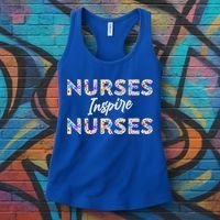 Nurses Inspire Nurses Funny Floral Nurse Quote Gift Women's Tank Top thumb 3