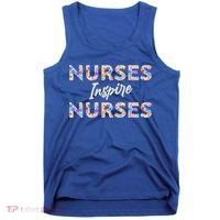 Nurses Inspire Nurses Funny Floral Nurse Quote Gift Tank Top thumb 0