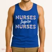 Nurses Inspire Nurses Funny Floral Nurse Quote Gift Tank Top thumb 3