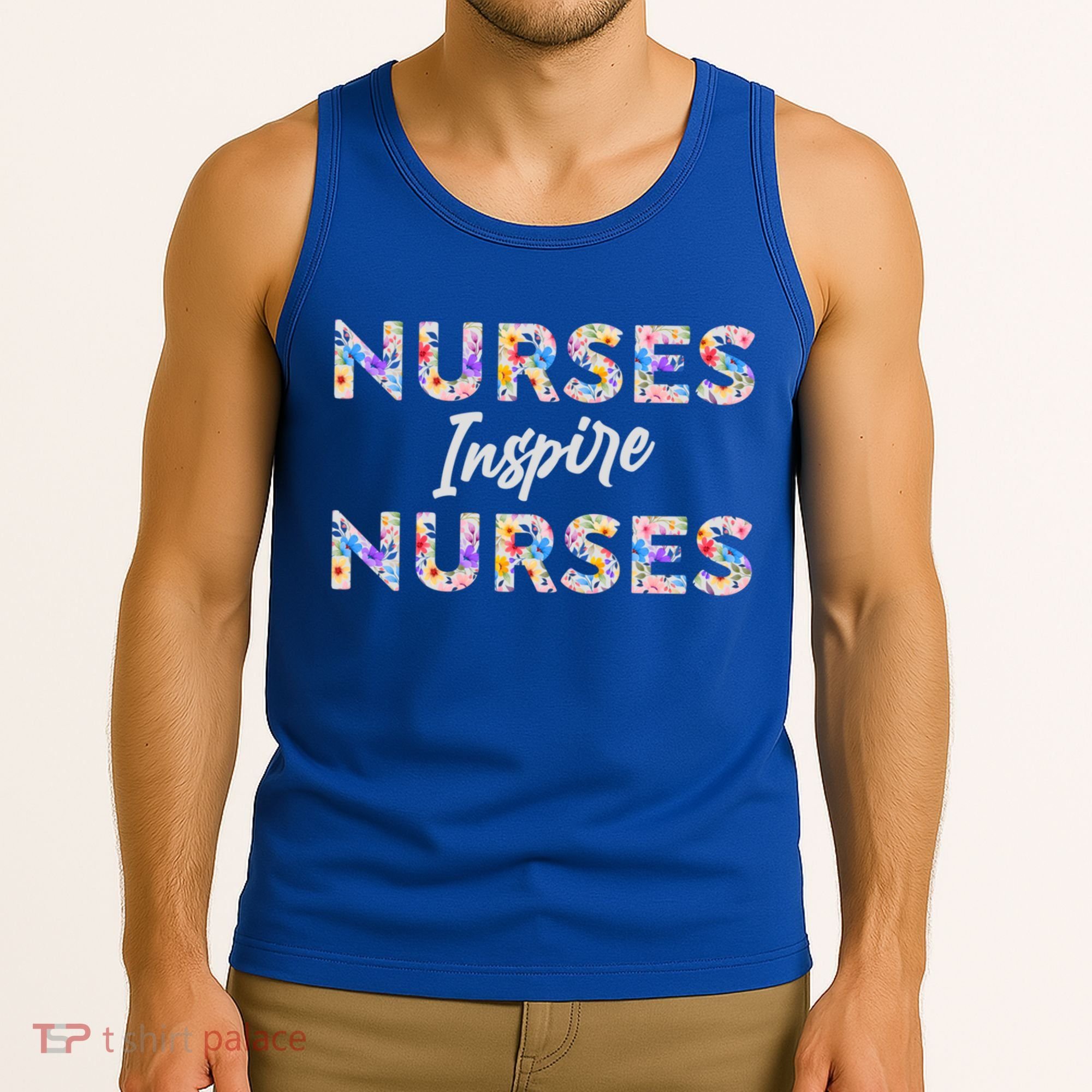Nurses Inspire Nurses Funny Floral Nurse Quote Gift Tank Top