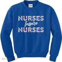 Nurses Inspire Nurses Funny Floral Nurse Quote Gift Kids Sweatshirt thumb 0