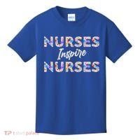 Nurses Inspire Nurses Funny Floral Nurse Quote Gift Kids T-Shirt thumb 0