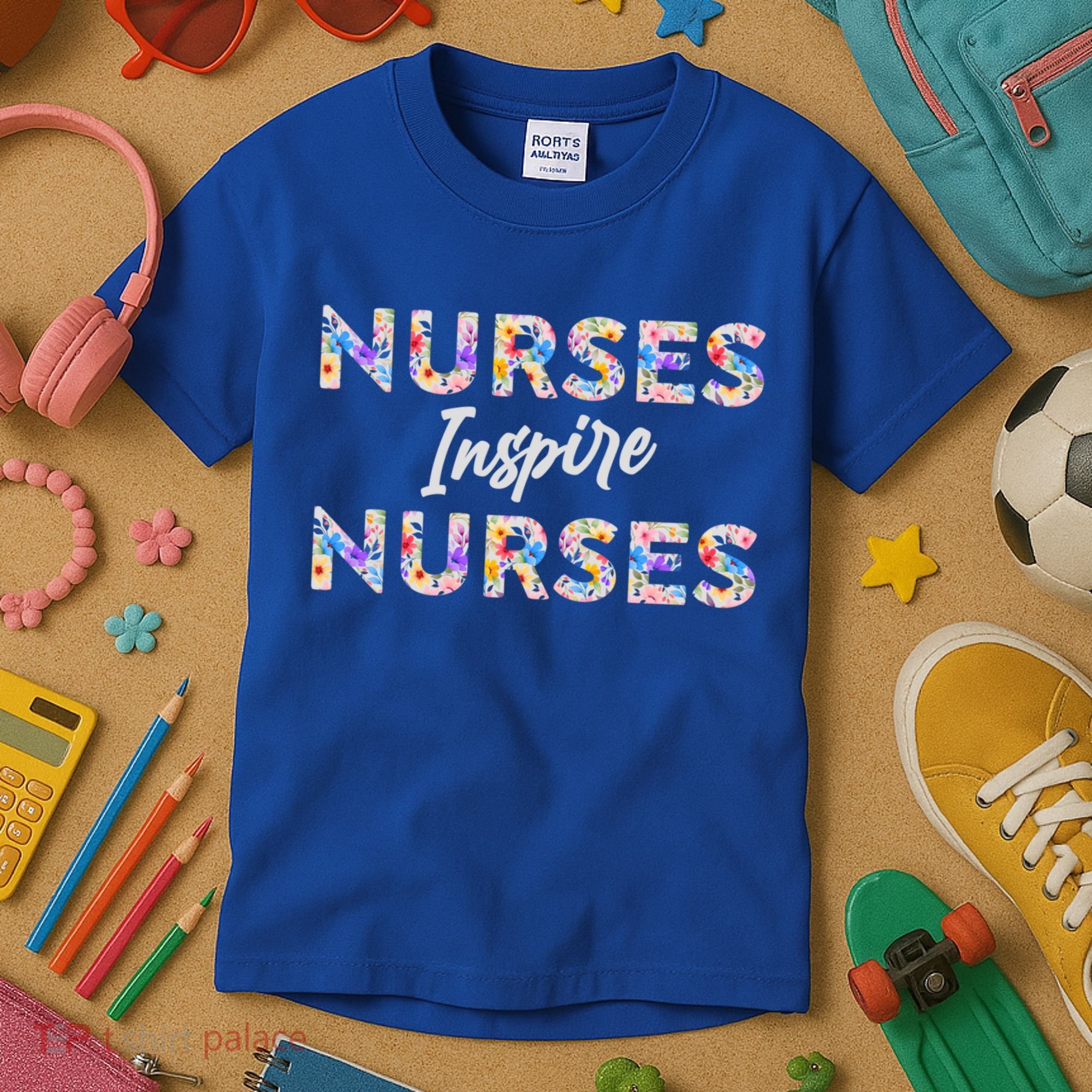 Nurses Inspire Nurses Funny Floral Nurse Quote Gift Kids T-Shirt