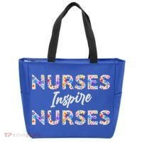 Nurses Inspire Nurses Funny Floral Nurse Quote Gift Tote Bag thumb 0