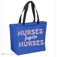 Nurses Inspire Nurses Funny Floral Nurse Quote Gift Tote Bag thumb 2