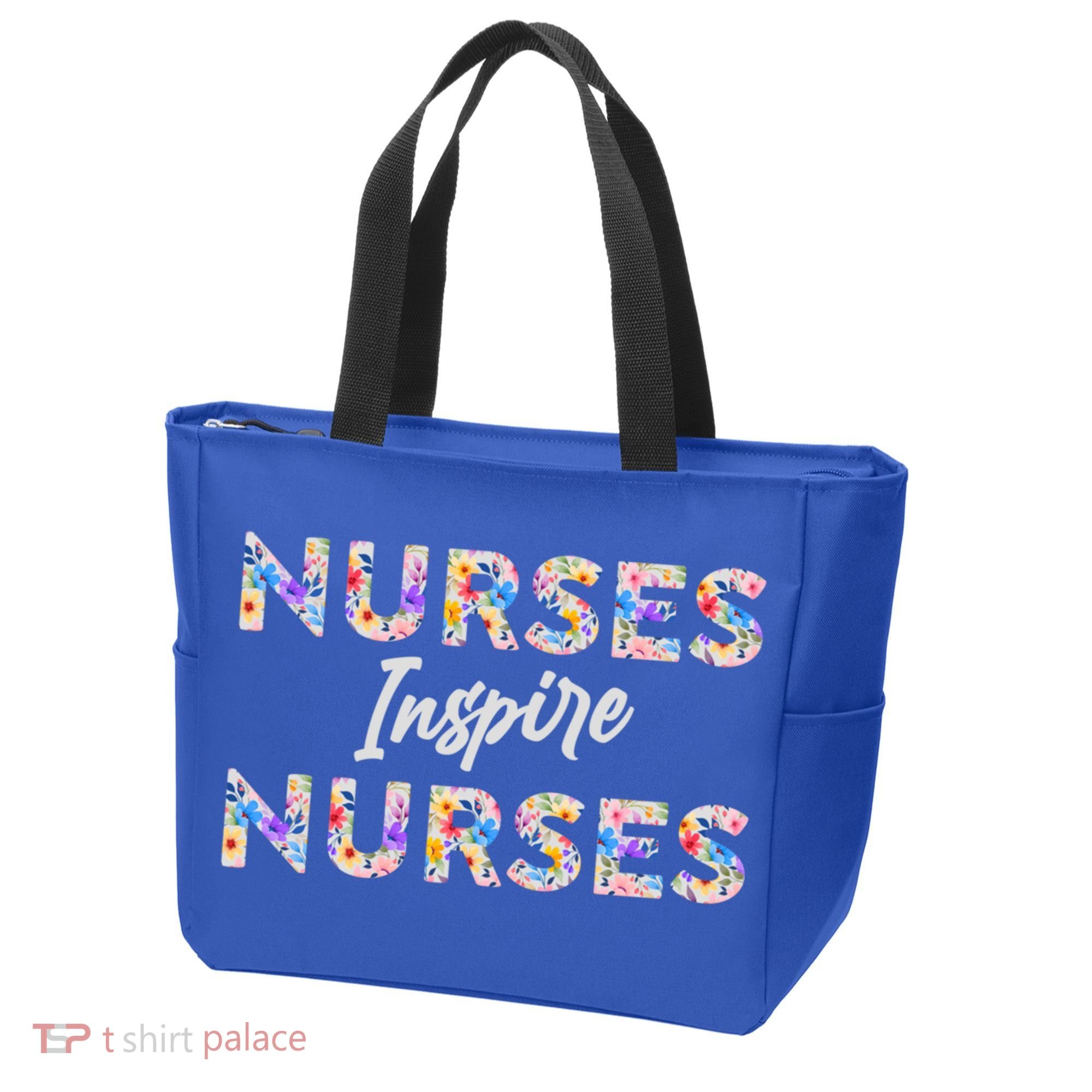 Nurses Inspire Nurses Funny Floral Nurse Quote Gift Tote Bag