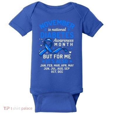 November Is National Diabetes Awareness Month Support Gift Baby Bodysuit