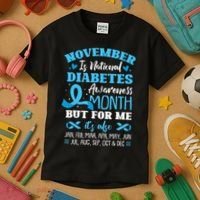 November Is National Diabetes Awareness Month  Kids T-Shirt thumb 3