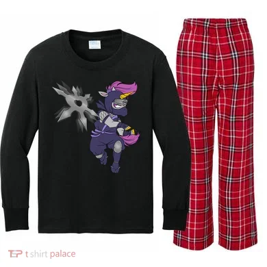 Ninja-corn Kids Long Sleeve Plaid Pajama Set