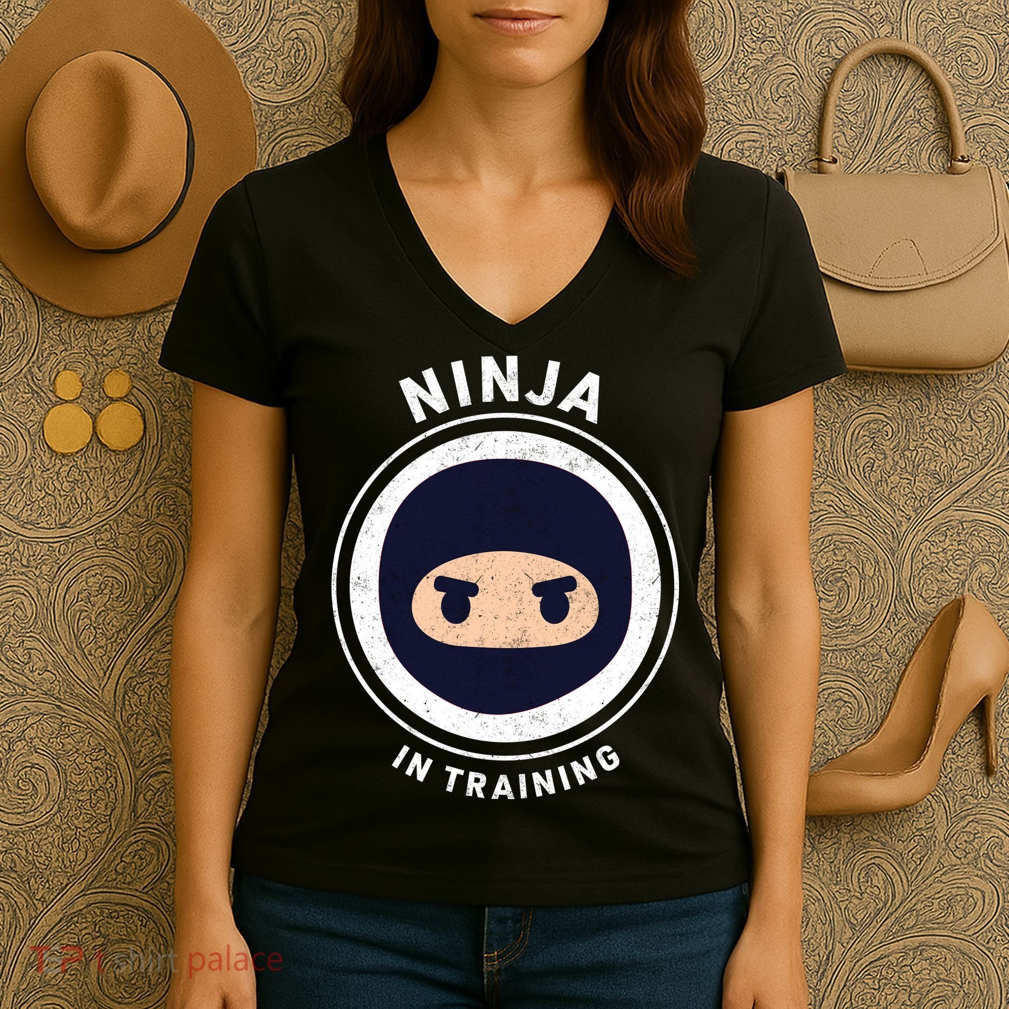 Ninja In Training  Women's V-Neck T-Shirt