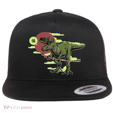 Ninja T-Rex Flat Bill Trucker Hat