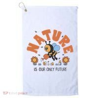 Nature Is Our Only Future Earth Day Bee Golf Towel thumb 0