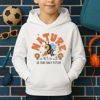 Nature Is Our Only Future Earth Day Bee Kids Hoodie thumb 2