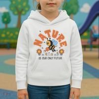 Nature Is Our Only Future Earth Day Bee Kids Hoodie thumb 3