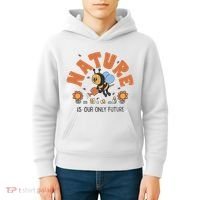 Nature Is Our Only Future Earth Day Bee Kids Hoodie thumb 4
