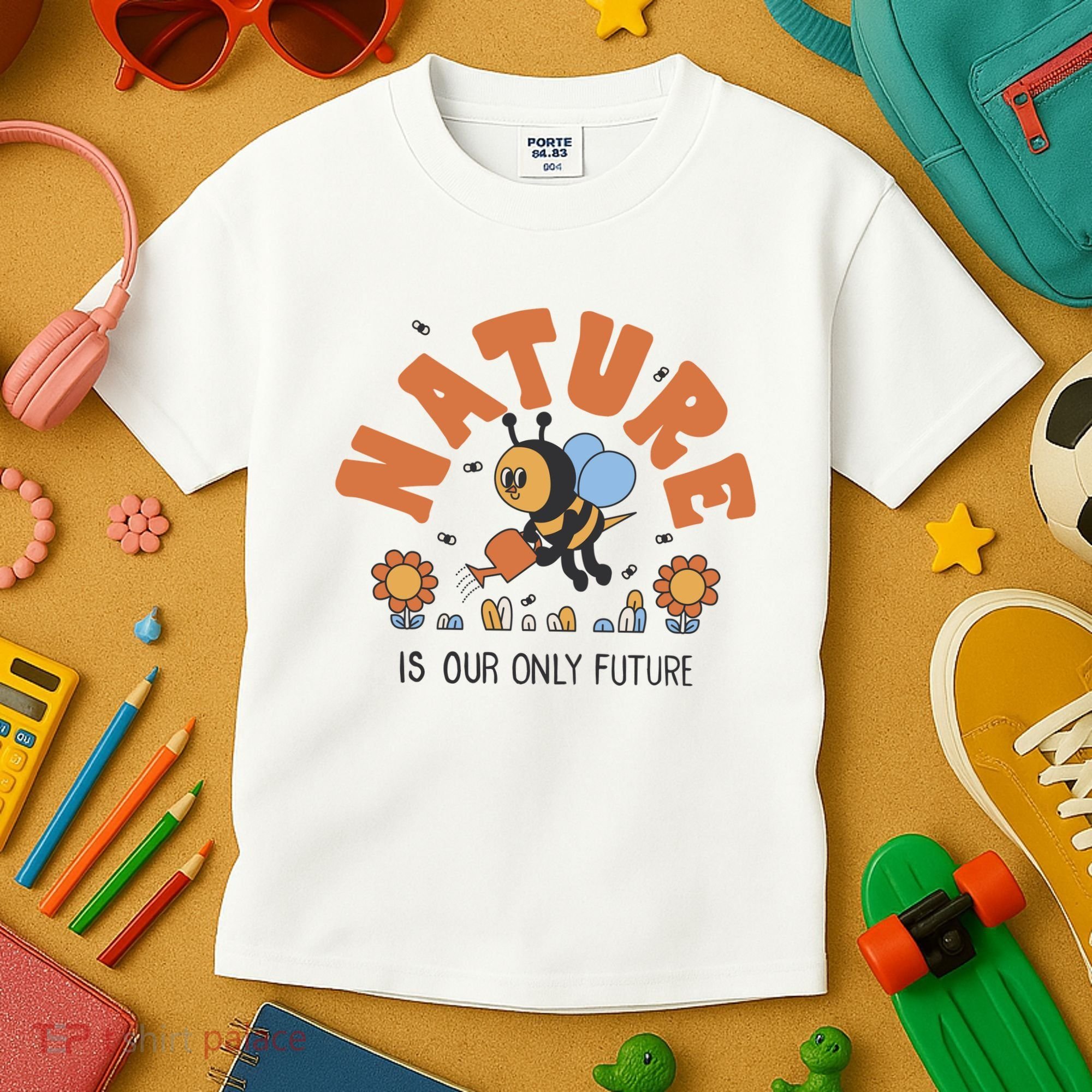 Nature Is Our Only Future Earth Day Bee Kids T-Shirt