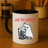 No Ice Please Funny Cat Meme Coffee Mug thumb 4