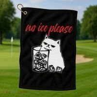 No Ice Please Funny Cat Meme Golf Towel thumb 1