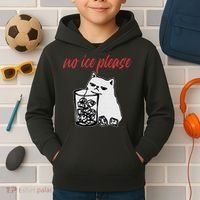 No Ice Please Funny Cat Meme Kids Hoodie thumb 2