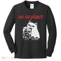 No Ice Please Funny Cat Meme Kids Long Sleeve Shirt thumb 0