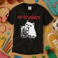 No Ice Please Funny Cat Meme Kids T-Shirt thumb 3