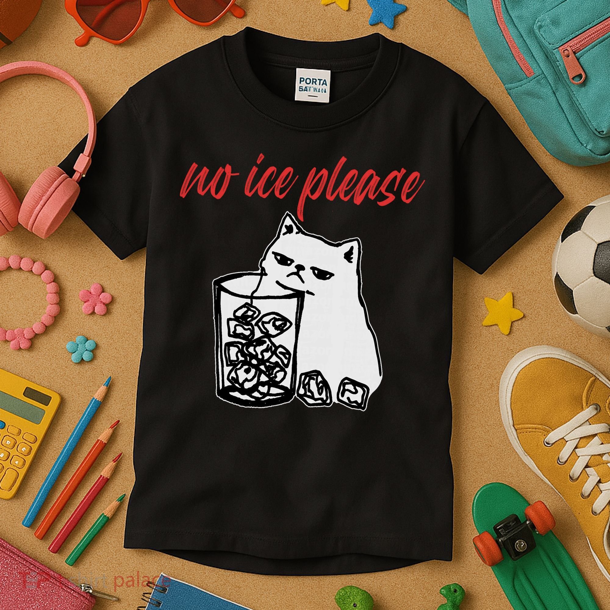 No Ice Please Funny Cat Meme Kids T-Shirt