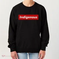 Native Indigenous Red Block Background With White Letters Women's Sweatshirt thumb 0