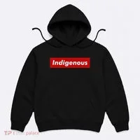 Native Indigenous Red Block Background With White Letters Hoodie thumb 0