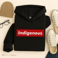 Native Indigenous Red Block Background With White Letters Hoodie thumb 4