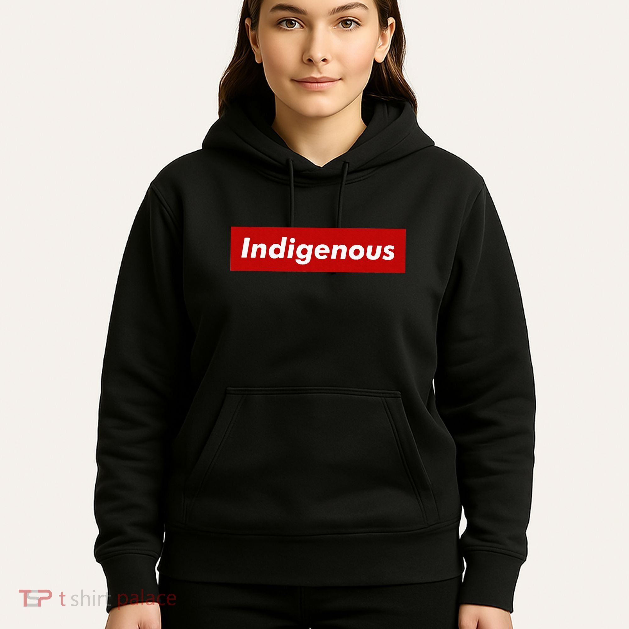 Native Indigenous Red Block Background With White Letters Hoodie