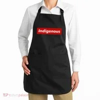 Native Indigenous Red Block Background With White Letters Apron thumb 2