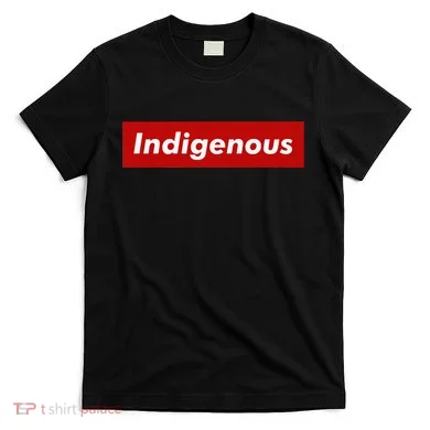 Native Indigenous Red Block Background With White Letters T-Shirt