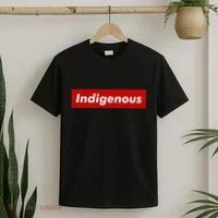 Native Indigenous Red Block Background With White Letters T-Shirt thumb 2