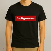 Native Indigenous Red Block Background With White Letters T-Shirt thumb 3