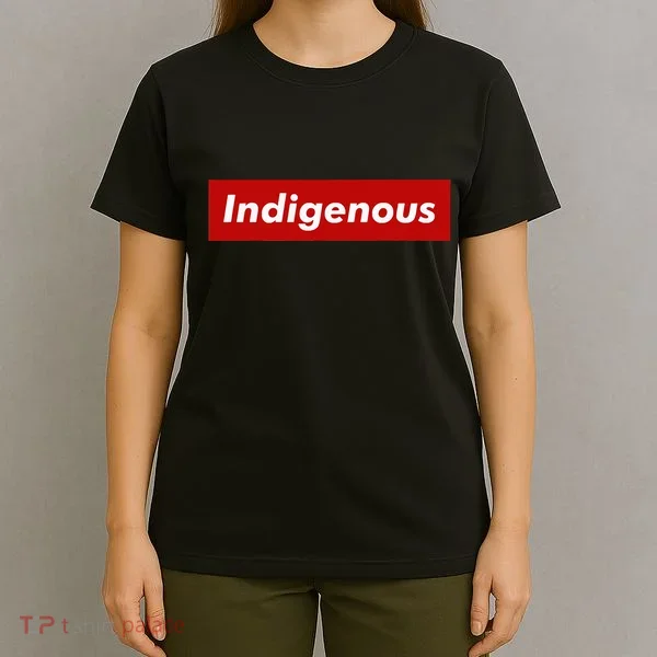 Native Indigenous Red Block Background With White Letters T-Shirt