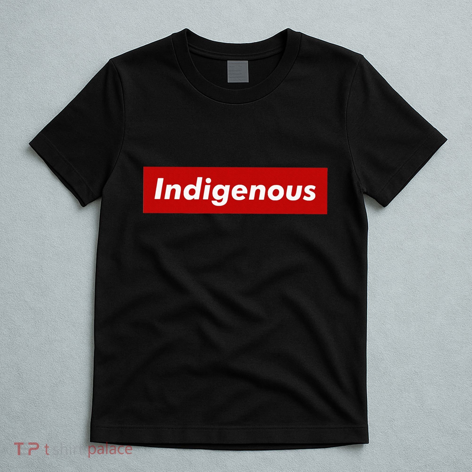Native Indigenous Red Block Background With White Letters T-Shirt
