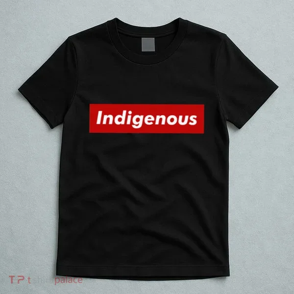 Native Indigenous Red Block Background With White Letters T-Shirt