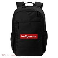 Native Indigenous Red Block Background With White Letters Backpack thumb 0