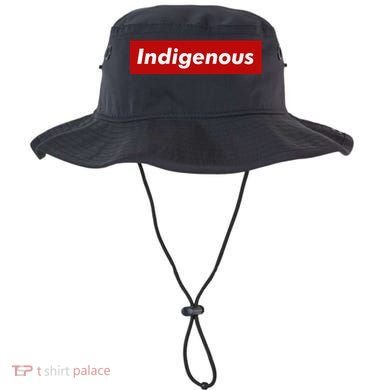 Native Indigenous Red Block Background With White Letters Bucket Hat