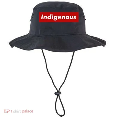 Native Indigenous Red Block Background With White Letters Bucket Hat